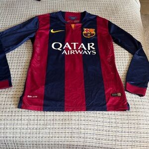Nike Red and Blue Barca Messi Soccer Jersey